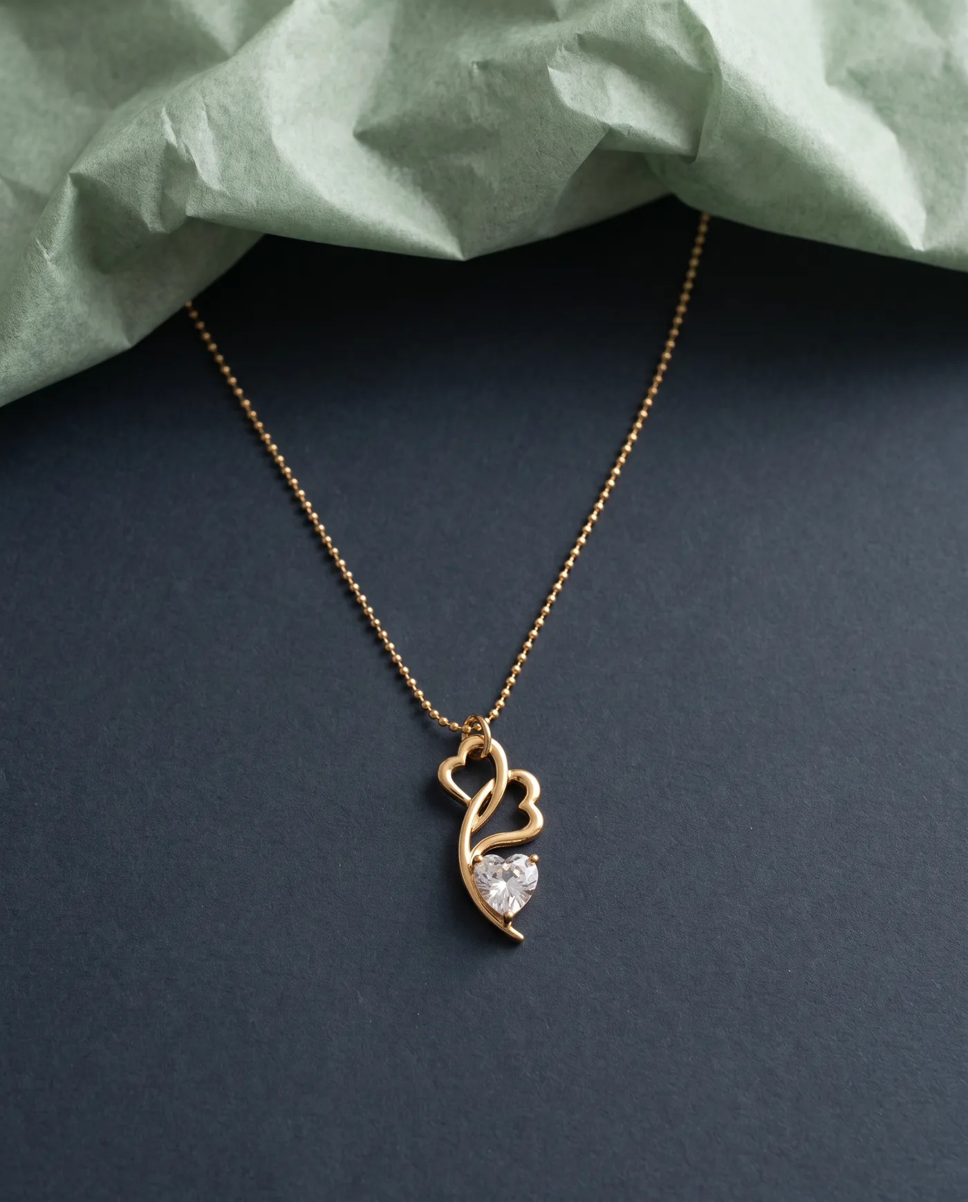 Heart Swirl Pendant: Open hearts, crystal heart